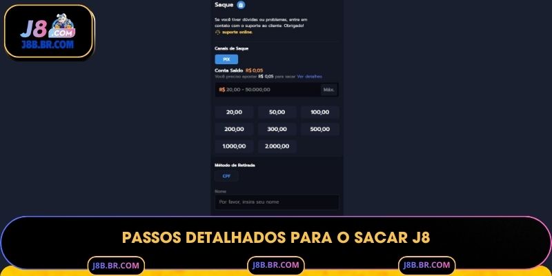 Passos Detalhados para o Sacar J8